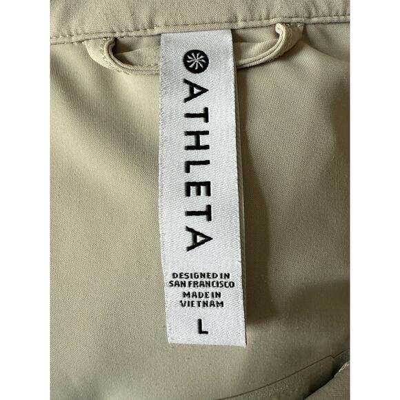 Athleta Urbanite Beige Long Sleeve Button Down Stretch Breathable Womens L - Picture 8 of 11